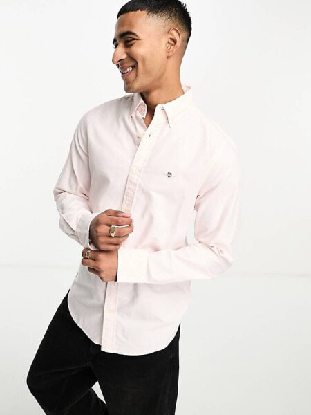 GANT icon logo slim fit oxford shirt in light pink