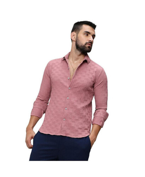 Men's Nude Pink Self-Design Intertwine Shirt