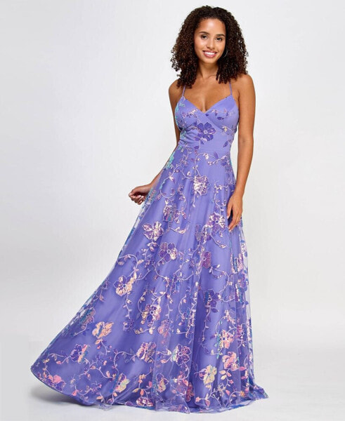 Juniors' Embellished Open-Back Gown, Created for Macy's