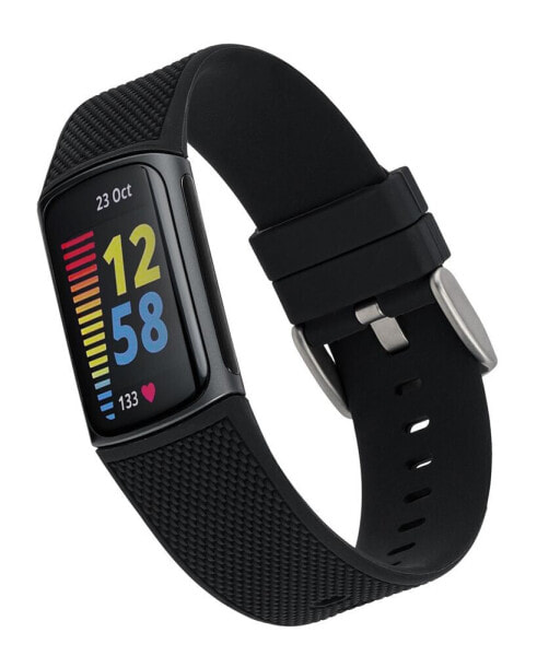 Unisex Black Woven Silicone Band Compatible with Fitbit Charge 5 and 6