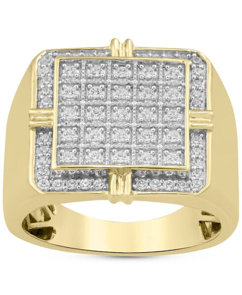 Men's Diamond Square Cluster Ring (1/2 ct. t.w.) in Sterling Silver & 14k Gold-Plate