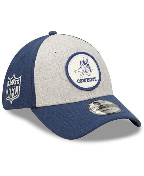 Men's Heathered Gray, Navy Dallas Cowboys 2022 Sideline 39THIRTY Historic Flex Hat
