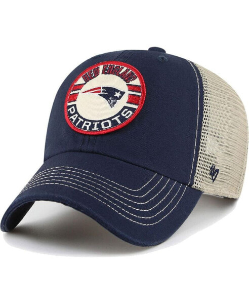 Men's Navy, Natural New England Patriots Notch Trucker Clean Up Adjustable Hat