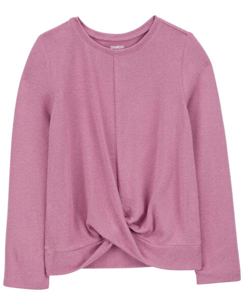 Kid Twist-Front Long-Sleeve Fashion Top - Pink 14