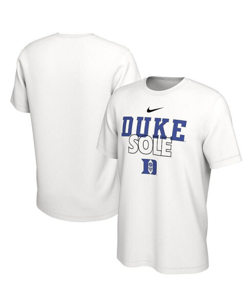 Men's White Duke Blue Devils On Court Bench T-shirt