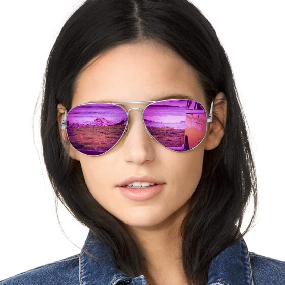 Женские солнцезащитные очки-авиаторы SODQW, зеркальные, поляризованные, модные, очки-авиаторы для вождения, рыбалки, серебряная оправа фиолетовая линза