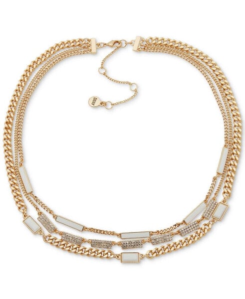Gold-Tone Pavé & Color Stone Layered Necklace, 16" + 3" extender