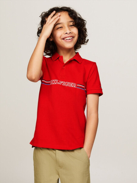 Kids' Track Stripe Pique Polo