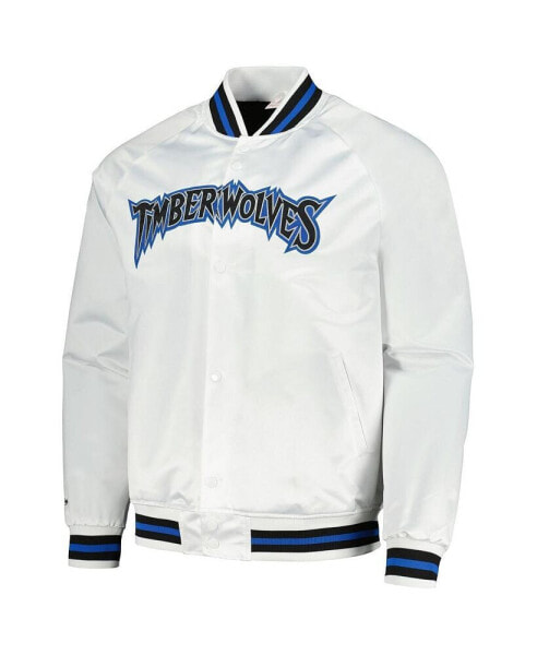 Men's White Minnesota Timberwolves Hardwood Classics Throwback Wordmark Raglan Full-Snap Jacket