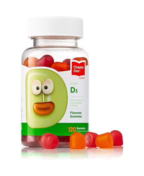 Chapter One Vitamin D3 Great Tasting Chewable Vitamin D3 for Kids, Vitamin D3 1000IU, Certified Kosher - 120 Flavored Gummies
