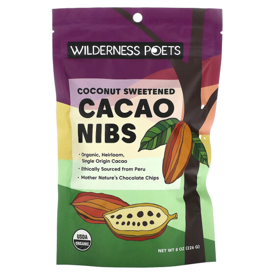 Wilderness Poets, подслащенные кокосом органические ядра какао-боба, 226 г (8 унций)