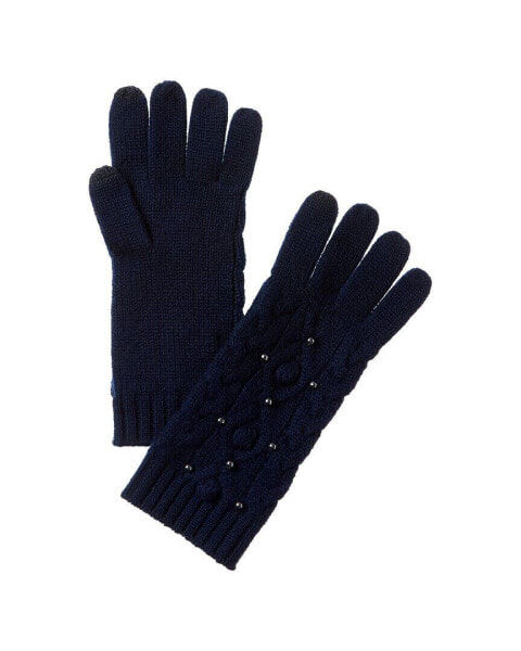 Forte Cashmere Pearl Cable Cashmere Gloves Women's
