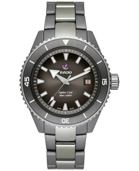 Men's Swiss Automatic Captain Cook Gray High Tech Ceramic Bracelet Watch 43mm