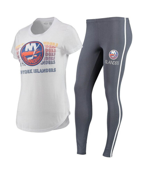 Women's White, Charcoal New York Islanders Sonata T-Shirt & Leggings Set