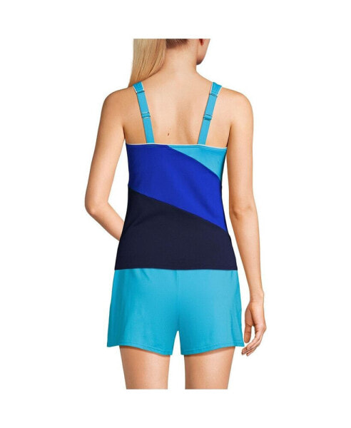 Women's Long Chlorine Resistant Square Neck Underwire Tankini Swimsuit Top