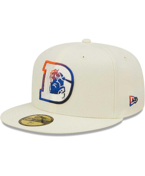 Men's Cream Denver Broncos Chrome Color Dim 59FIFTY Fitted Hat