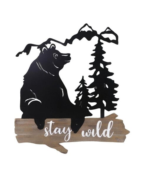 20"H Bear STAY WILD sign Wall Plaque Decoration Home Decor Perfect Gift for House Warming, Holidays and Birthdays