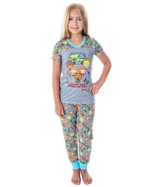 Girls Pajamas Chibi Characters Mystery Machine Shirt And Pants Pajama Set