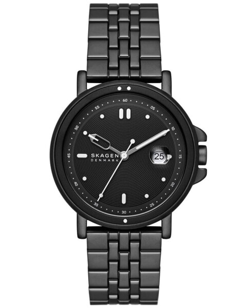 Men's Signatur Sport Three Hand Date Black Stainless Steel Watch 40mm