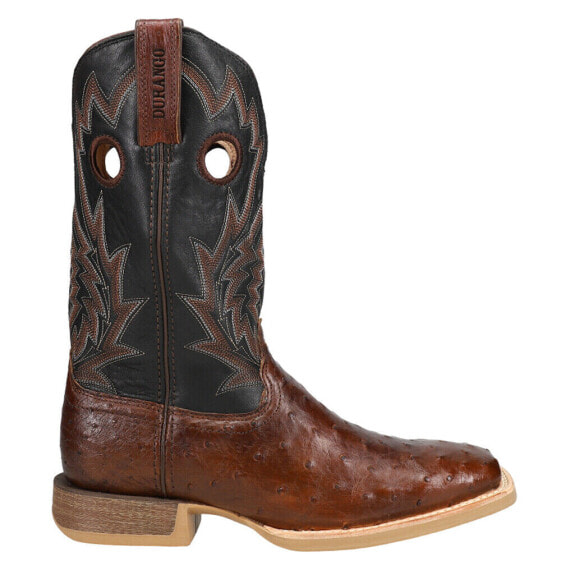 Durango Rebel Pro Oiled Saddle Ostrich Square Toe Cowboy Mens Brown Dress Boots