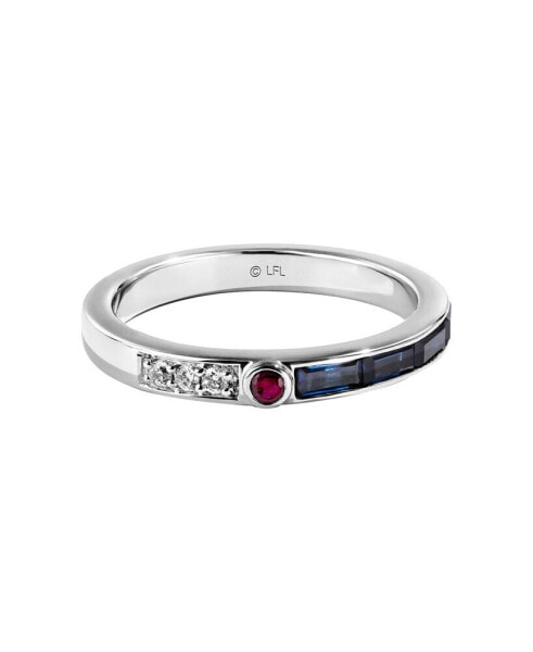 R2 Series Diamond Accent Garnet and Blue Sapphire Ring (1/20 ct. t.w.) in 14K Gold