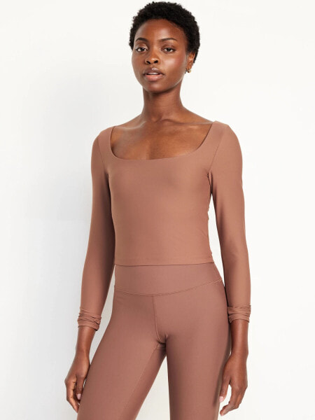 PowerSoft Long-Sleeve Crop Support Top