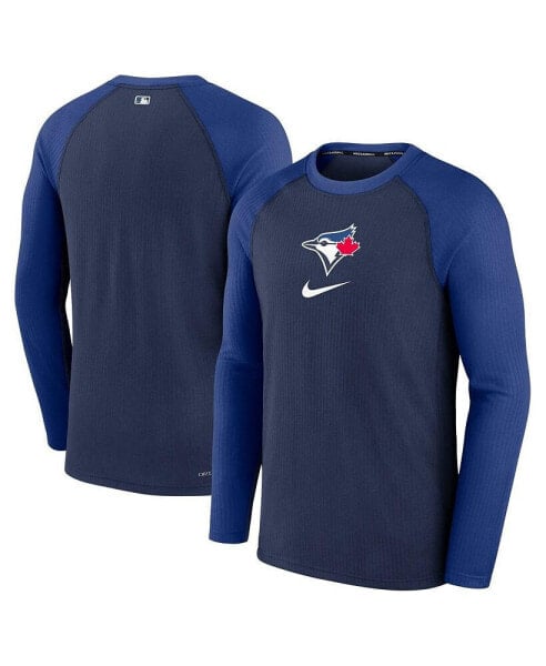 Men's Navy Toronto Blue Jays Authentic Collection Game Raglan Performance Long Sleeve T-shirt