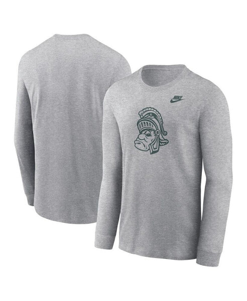 Men's Heather Gray Michigan State Spartans Legacy Primary Logo Long Sleeve T-Shirt