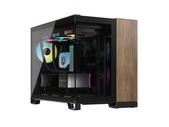 CORSAIR 2500X Micro ATX Dual Chamber PC Case, Black/Walnut, CC-9011286-WW