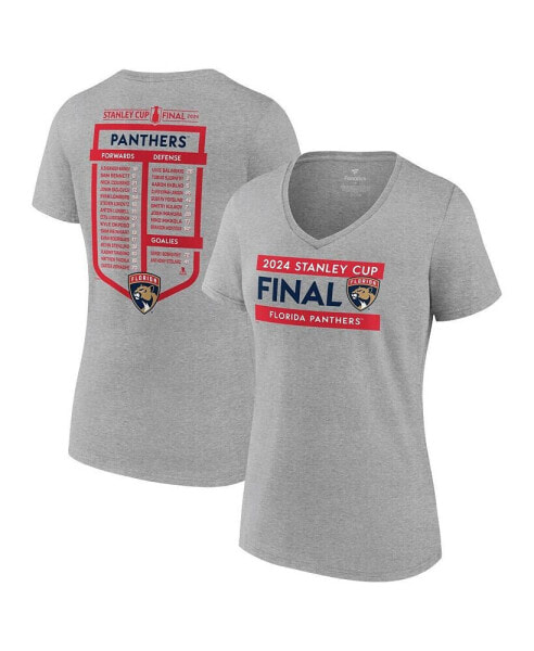 Women's Steel Florida Panthers 2024 Stanley Cup Final Roster V-Neck T-Shirt