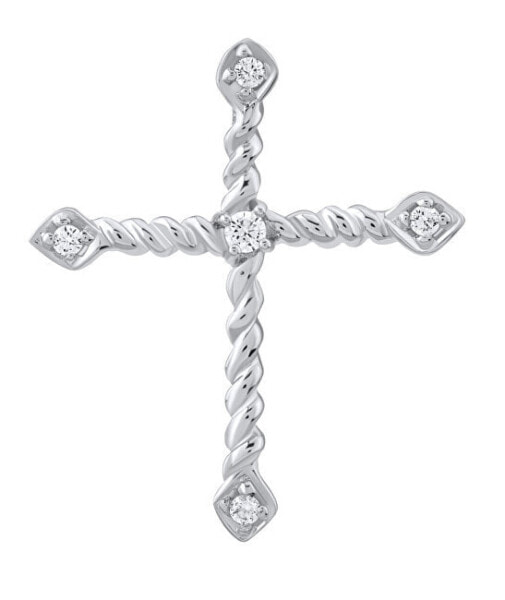 Крестик бижутерия Silvego Маркус FW1397 с крестом из белого металла с цирконами