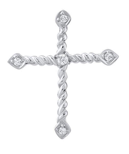 Glittering silver pendant Cross with zircons Marcus FW1397