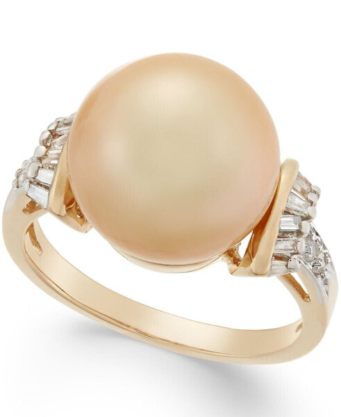 Cultured Golden South Sea Pearl (12mm) and Diamond (1/4 ct. t.w.) Ring in 14k Gold