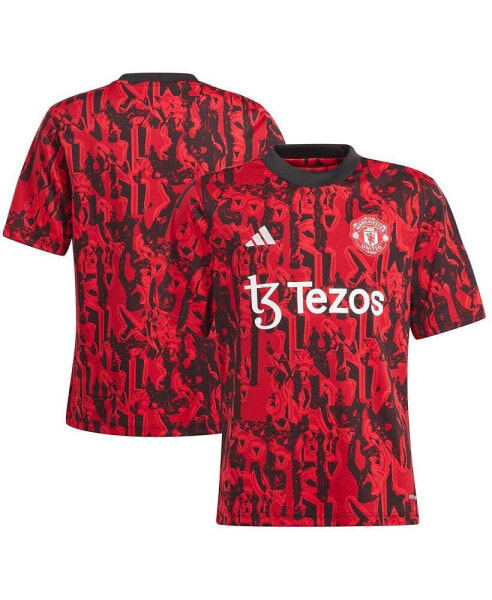 Футболка для малышей Adidas Красная Манчестер Юнайтед 2023/24 до матча
