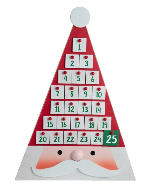 Kurt Adler 19.7In Triangle Santa Head Advent Calendar Multicolor