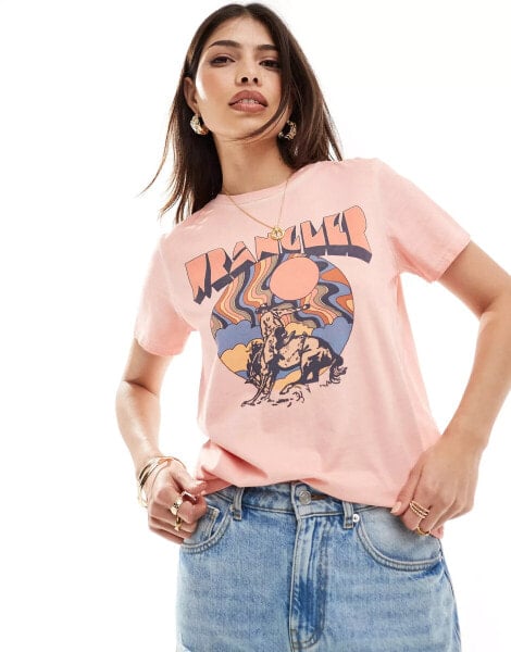 Wrangler cowboy logo front print t-shirt in pink