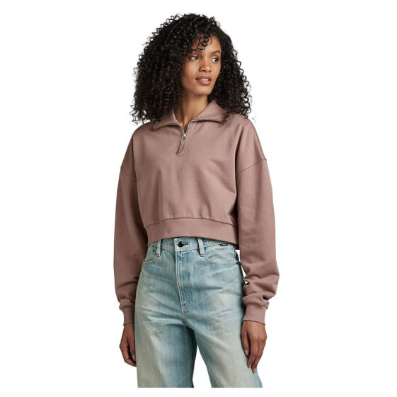 G-STAR Cropped Loose Fit half zip sweatshirt