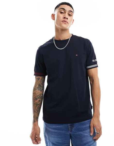 Tommy Hilfiger flag cuff t-shirt in navy