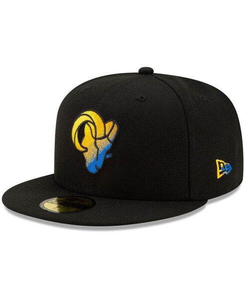 Men's Black Los Angeles Rams Logo Color Dim 59FIFTY Fitted Hat