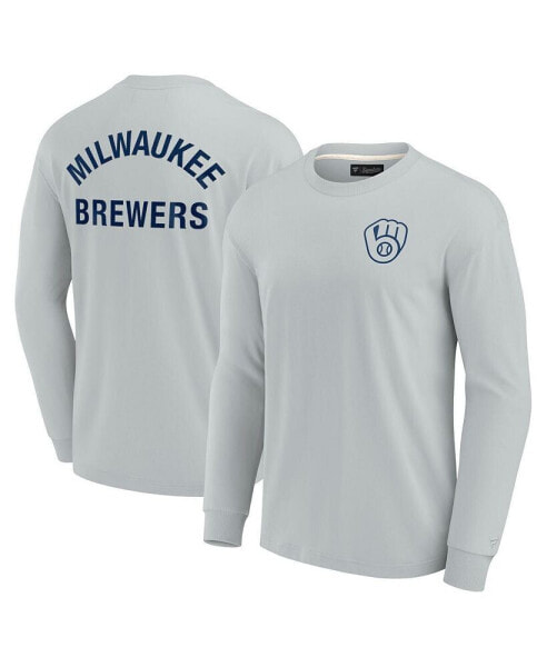 Men's and Women's Gray Milwaukee Brewers Super Soft Long Sleeve T-shirt