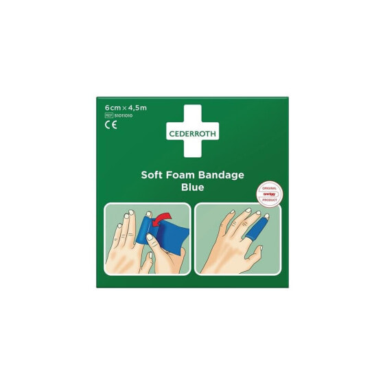 Cederroth Pflaster und Bandage Soft Foam selbsthaftend elastisch, blau Rolle 6 cm x 4,5 m