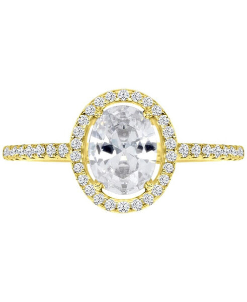 Cubic Zirconia Oval Halo Engagement Ring in 14k Gold-Plated Sterling Silver