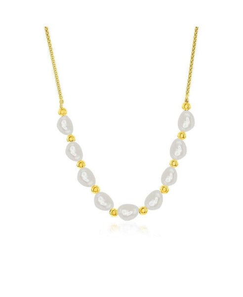 Sterling Silver or Gold Plated Over Sterling Silver Freshwater Pearl Bead Necklace