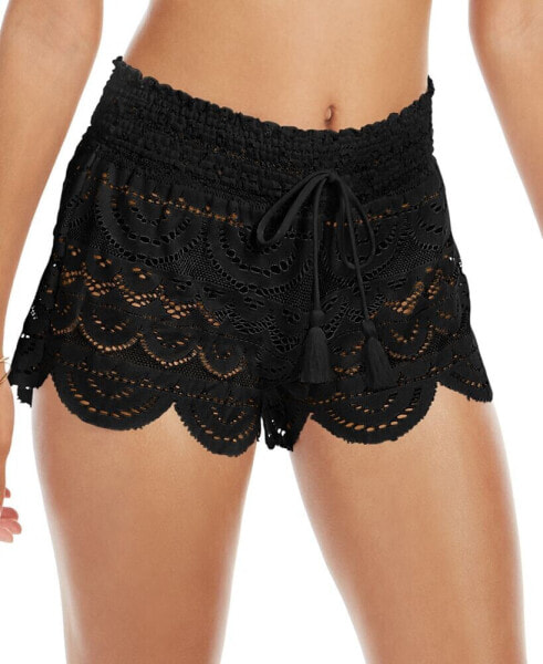 Juniors' 2.5" Scalloped Lace Cover-Up Shorts, Created for Macy's