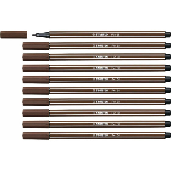 Ручки фломастеры STABILO Pen 68 Коричневый (10 штук)