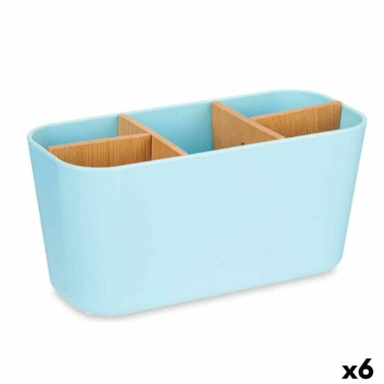 Toothbrush Holder Blue Bamboo polypropylene 21 x 10 x 9 cm (6 Units)