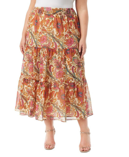 Trendy Plus Size Sunita Tiered Midi Skirt