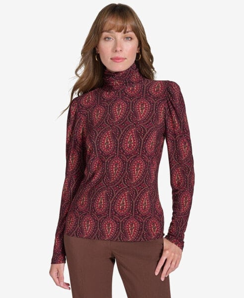 Women's Paisley-Print Turtleneck