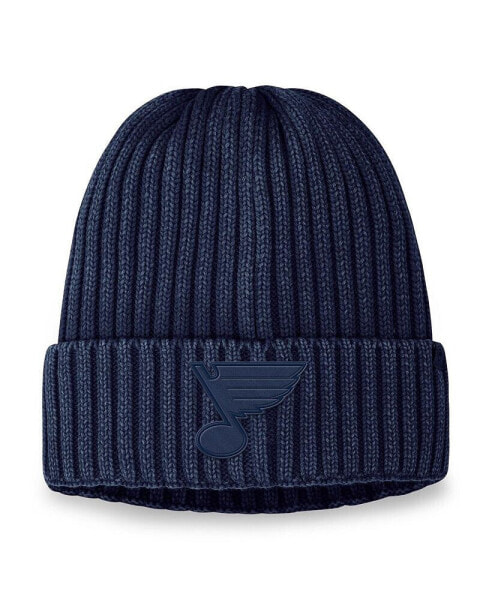 Men's Navy St. Louis Blues Authentic Pro Road Tonal Knit Hat