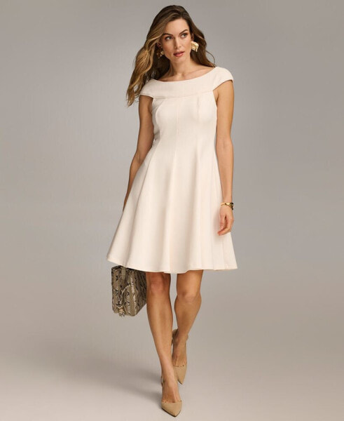 Women's Boat-Neck A-Line Sleeveless Dress